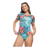 Body Feminino Estampado Cavado Manguinha Camiseta Blusa