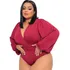 Body Feminino Plus Size Blusa Manga Longa Golav Transpassado