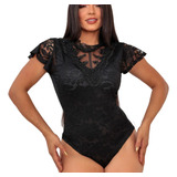 Body Feminino Renda Gola