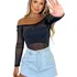 Body Feminino Tule Com Strass Brilho Blusa Manga Longa 