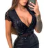 Body Feminino Tule Paete Manga Curta Renda Sexy Festas