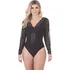 Body Manga Comprida Em Renda Branco - Lindíssimo