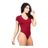 Body Manga Curta Colant Decote V Feminino Fechado Nas Costas