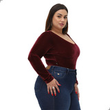 Body Manga Longa Veludo