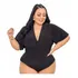 Body Plus Size Manga Longa Bufante Decote V Feminino Inverno