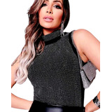 Body Preto Strass Gola