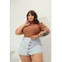 Body Ribana Feminino Plus Size Bori Blusa Manga Curta Verão
