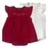 Body Vestido Bebê Vermelho Bordado Flores Franzida Natal