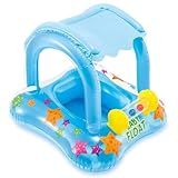 Boia Bote Infantil Bebê Com Cobertura Baby Fralda Piscina Praia Crianças Natação Inflável Premium  Azul 
