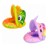 Boia Infantil Com Proteção Solar Cobertura Bote Bebe Piscina Cor Verde De Dinossauro