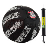 Bola De Futebol Oficial Corinthians Preta + Bomba De Encher