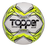 Bola De Futebol Society Slick 2020 Cor Branco preto amarelo Tamanho 5 Topper