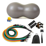 Bola Feijão Pilates Yoga + Kit Elásticos De Resistência 