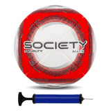 Bola Society Penalty Matis + Bomba De Ar Cor Branco/vermelho/chumbo