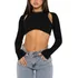 Bolero Com Mangas Compridas Caneladas Abertas Para Mulheres