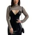 Bolero Feminino Manga Longa Pedra Strass Brilho Redinha Luxo