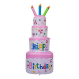 Bolo Aniversário Inflável 1 80m C Velas Luzes Led Internas