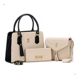 Bolsa Bolsa Transversal Kit Selten Casual Bolsa Feminina Transversal   Creme
