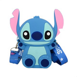 Bolsa Bolsinha Infantil De Silicone De Moeda Stitch Lilo Do Acambamento Dos Ferragens Metal Cor Azul Correia De Ombro Azul Desenho Do Tecido Lilo Stitch