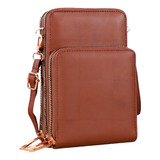 Bolsa Carteira Pequena Feminina Porta Celular Transversal Acambamento Dos Ferragens Ouro Cor Marrom Correia De Ombro Mesma Da Bolsa Desenho Do Tecido Lisa