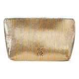 Bolsa Cosmetica Plissada Dourada