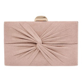 Bolsa De Festa Clutch Suede Cores Casamento Alça Corrente Cor Rose