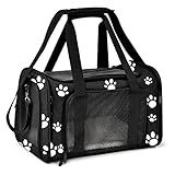 Bolsa De Transporte Pet Avião Viagem Para Reforçada Cachorros E Gatos Cabine - Duke & Dixie (preto/pata)