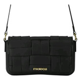 Bolsa Feminina Moleca Transversal Pequena Tramanda Pvc 50041 Acambamento Dos Ferragens Dourado Cor Preto Desenho Do Tecido Tramada