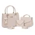 Bolsa Feminina Transversal E Bolsinha Com Mini Carteira Acambamento Dos Ferragens Ouro Cor Creme Correia De Ombro Creme Desenho Do Tecido Lisa