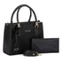 Bolsa Feminina Transversal Media Com Carteira Acambamento Dos Ferragens Ouro Cor Preto Correia De Ombro Preto Desenho Do Tecido Lisa