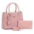 Bolsa Feminina Transversal Media Com Carteira Acambamento Dos Ferragens Ouro Cor Rosa Correia De Ombro Rosa Desenho Do Tecido Lisa