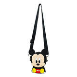 Bolsa Infantil Silicone Mickey Mouse Disney Licenciado 15 Cm Cor Preto Cor Da Correia De Ombro Preto