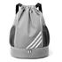 Bolsa Mochila Esportiva Estilo Saco Para Academia Ajustável Cor Cinza Desenho Do Tecido Listrado