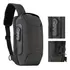 Bolsa Mochila Pochete Diagonal Transversal Ombro Masculina Cor Cinza Desenho Do Tecido Nylon Couro Sintético
