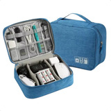 Bolsa Organizadora De Cabos Acessórios Eletrônico Case Bag Grande Azul Trival