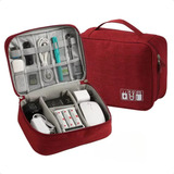 Bolsa Organizadora De Cabos Acessórios Eletrônico Case Bag Grande Vermelho Trival