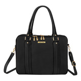 Bolsa Pasta Executiva Para Notebook Feminina Faculdade Cor Preto Desenho Do Tecido Liso