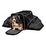 Bolsa Pet Para Transporte Viagem Expansível Avião Cabine Cães E Gatos Cor Rosa