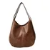 Bolsa Social Feminina Couro Ecológico Elegante Vintage Tote Acambamento Dos Ferragens Níquel Cor Marrom Correia De Ombro Marrom Desenho Do Tecido Lisa