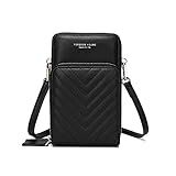 Bolsa Transversal Pequena Kukixo Para Celular Para Mulheres, Bolsa De Ombro Mini Mensageiro Com Compartimentos Para Cartão De Crédito（r标店铺，跟卖必送小红旗）(c-preto)