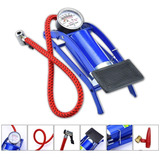 Bomba Ar Pedal Alta Pressão Encher Pneu Bicicleta Moto Carro Jack Acessorios Cor Azul