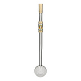 Bomba De Chimarrão Inox 24cm Mil Furos Brasão Bojo Rosca Esc