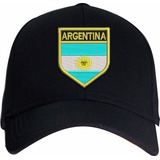 Boné Preto Bordado Brasão Países Argentina Aba Curva