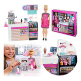 Boneca Barbie Cafeteria De Luxo Funcional + 20 Acessórios