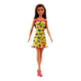 Boneca Barbie Fashion Vestido Borboleta Amarelo - Mattel