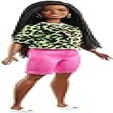 Boneca Barbie Fashionistas # 144 Cabelo Trançado, Longo, Blusa Verde Neon Animal Shorts Pink - Mattel Ghw58