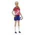 Boneca Barbie Jogadora De Futebol Camisa Vermelha Azul Com Uniforme E Bola Hcn17 Mattel