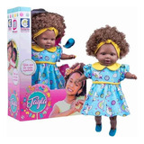 Boneca Bebê Negra Tayla Com Cabelo Cacheado E Sapatinhos