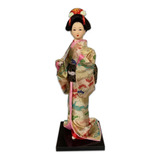 Boneca Japonesa Gueixa Artesanal Decorativa Rosa 25cm