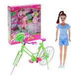 Boneca Joyce Ciclista Infantil Bicicleta Capacete Sapatinho